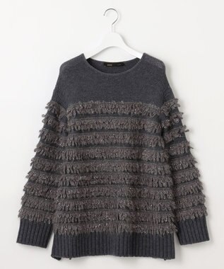 自由区 【PREMIUM KNIT COLLECTION】スパンコールコンビ ニット チャコール