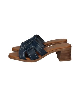 INTER-CHAUSSURES 【Oh my Sandals】チャンキーヒールレザーサンダル ネイビー