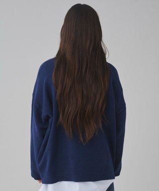 WEGO 【ユニセックス着用ITEM/SMLサイズ展開】アクセ付きワンポイントニットプルオーバー ネイビー