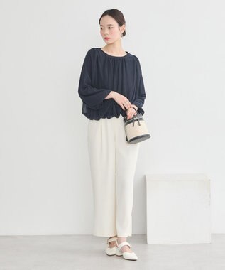 earth music&ecology シアーバルーンプルオーバー Navy