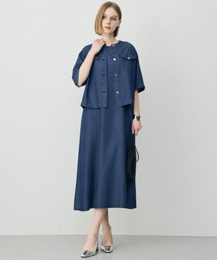 ICB L ナチュラルソフトデニム クロップドジャケット バイオデニム