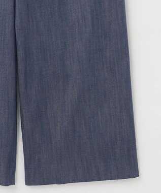 J.PRESS LADIES 【洗える】セルロースシャンブレー セミワイド マリン パンツ ブルー系