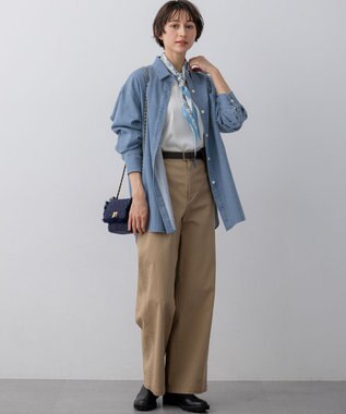 23区 カフスボタン サテンTEEブラウス アイボリー系