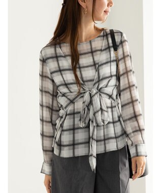 Te chichi ウエストリボンシアーチェックブラウス