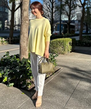 UNFILO 【抗菌防臭】スタイルアップニット　クルーネック イエロー