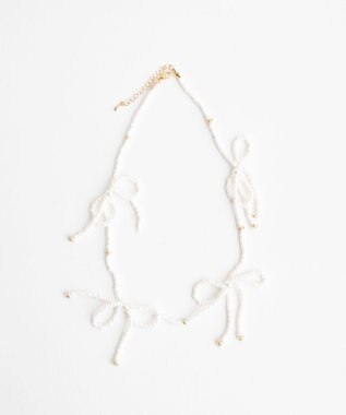 WEGO Lビーズリボンネックレス オフホワイト