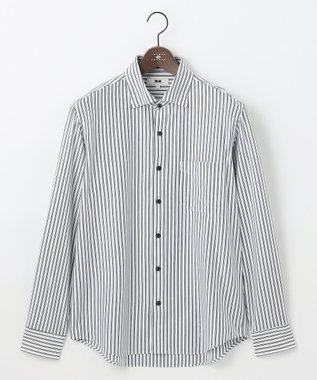 【綿100％・自然なストレッチ】マイクロストライプジャージー シャツ