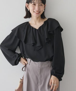 AMERICAN HOLIC フリルカラーブラウス Black