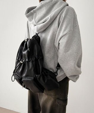 WEGO 【ユニセックス着用ITEM】2ポケットPUドロストナップサック ブラック