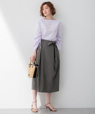 23区 L 【Oggi4月号掲載/洗える】CANCLINI デザインスリーブ ブラウス ラベンダーストライプ