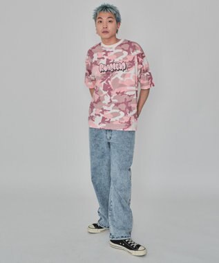 WEGO 【ユニセックス着用ITEM/MLサイズ展開】カモフラグラフィックT（SS） ピンク