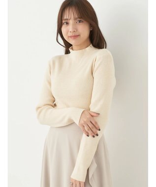 earth music&ecology ハイネックラメニットプルオーバー Ivory