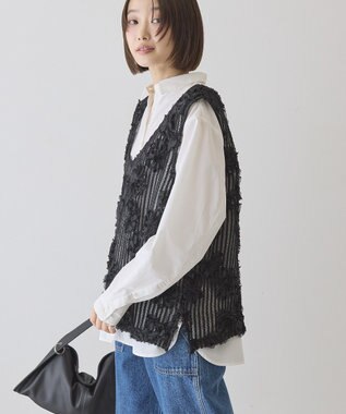 AMERICAN HOLIC 【選べる丈】Ｖネックレースベスト Black