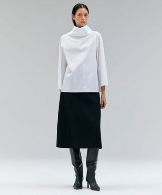 BEIGE， 【洗える】PERRY / コットンロールカラープルオーバーブラウス White