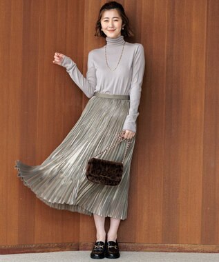 23区 【Oggi1月号/CLASSY.11月号掲載】スムージーコットン タートルネック ニット ライトグレー系