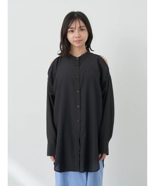 earth music&ecology ショルダースリットシャツ Black