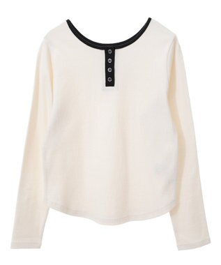 earth music&ecology ２ＷＡＹ釦リブプルオーバー Ivory