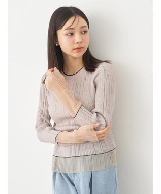 earth music&ecology シアー配色リブプルオーバー Beige