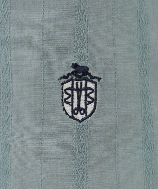 J.PRESS MEN 【HYBRID LINEN】ドビーストライプ バンドカラーラガーシャツ スモーキーグリーン系