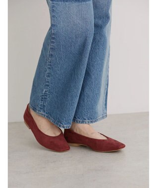 AMERICAN HOLIC 【整履き】スクエアトゥスェードフラットシューズ Red