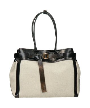 INTER-CHAUSSURES 【CHRISTIAN VILLA】レザーハンドルキャンバストート ブラックコンビ