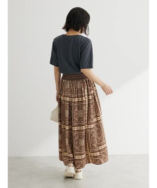 Green Parks ■ＥＳＣＡＲ　スカーフパネルｐｔギャザースカート Brown