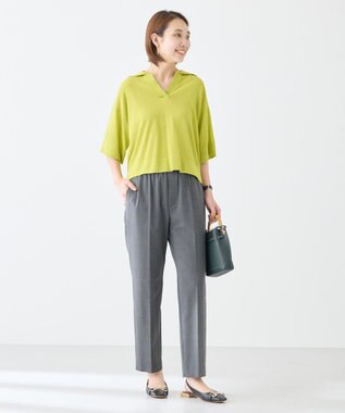 UNFILO L フロスティコットン スキッパーニット ライム