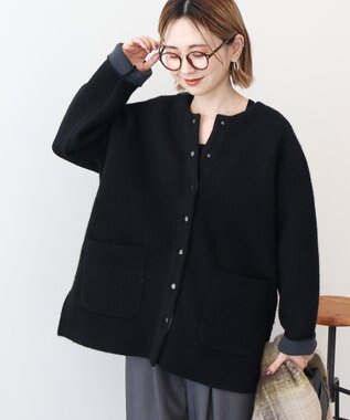 AMERICAN HOLIC Wフェイスラグランニットコーディガン Black