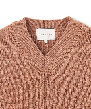 BEIGE， 【洗える・eclat 5月号掲載】VANDA / ラメ入りVネックノースリーブニット Dark Nude