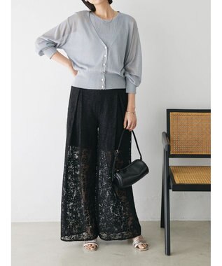 Green Parks レースタックパンツ Black