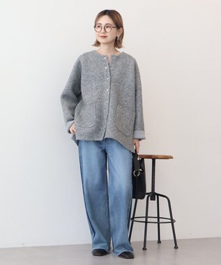 AMERICAN HOLIC Wフェイスラグランニットコーディガン Gray Mixture