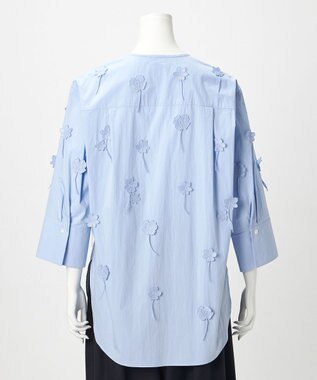 23区 【GOLD LABEL】エンブロイダリータイプライター ブラウス サックス系