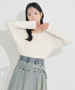 earth music&ecology ２ＷＡＹ釦リブプルオーバー Off White