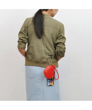 UNBILLION cachecache ハートポーチ付きボールチェーンモバイルストラップ レッド