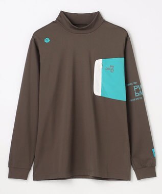 PW CIRCULUS 【吸水速乾 / UV遮蔽率99.5% UVカット / ストレッチ】【MEN】ロングスリーブ ポケットモックT ゴルフ ダークブラウン系