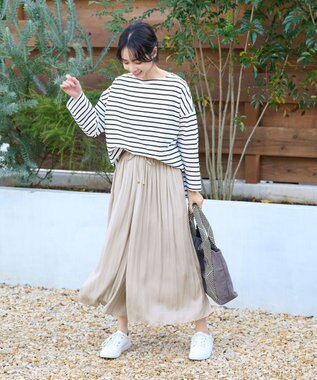 ANY 【洗濯機可能・ウエストゴム】リラックススカーチョ ライトグレー