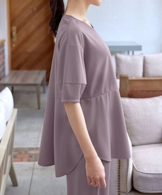 Tiaclasse 【洗える・接触冷感・紫外線ケア・サラごこち】ラウンドヘムチュニック ピンクモカ