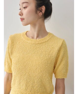 earth music&ecology ツイストブークレ半袖プルオーバー Light Yellow