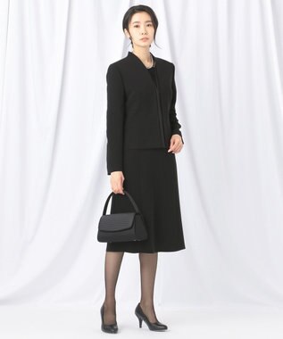 自由区 FORMAL 【洗える/縦横ストレッチ】セオプラスエス横二重ジャケット＋ワンピース ブラック系