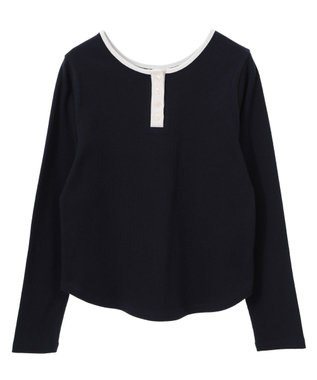 earth music&ecology ２ＷＡＹ釦リブプルオーバー Navy