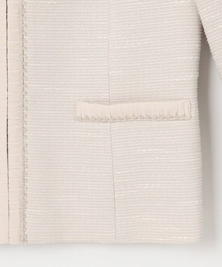 ANY SIS 【セットアップ対応】リップルボーダー ノーカラー ジャケット シャンブレーベージュ