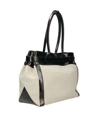 INTER-CHAUSSURES 【CHRISTIAN VILLA】レザーハンドルキャンバストート ブラックコンビ