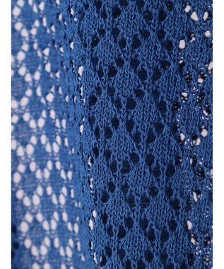 Green Parks 洗えるすかし編みニットカーディガン Blue