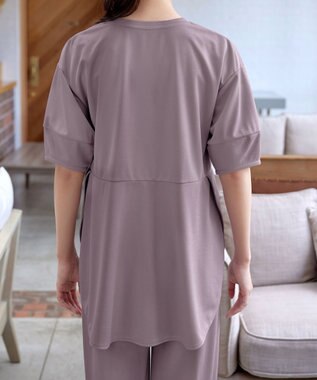 Tiaclasse 【洗える・接触冷感・紫外線ケア・サラごこち】ラウンドヘムチュニック ピンクモカ