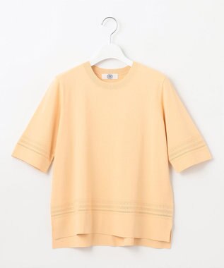 J.PRESS LADIES L 【洗える】レーヨンエリートストレッチ 編み柄 ニット イエロー系