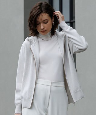 【洗える】 パウダリーチュール ハイネックトップス