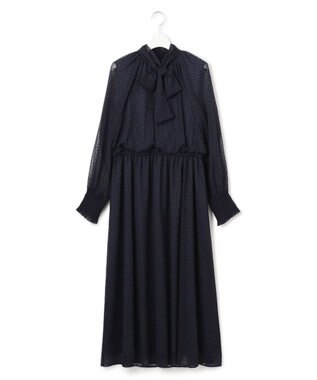 23区 S 【APPLAUDIR】シアードットフロッキー ドレス ネイビー系