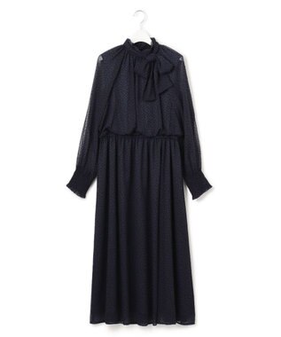 23区 S 【APPLAUDIR】シアードットフロッキー ドレス ネイビー系