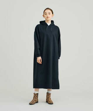 J.PRESS YORK STREET 【WOMEN】NEEDLE JERSEY フード付きワンピース ブラック系