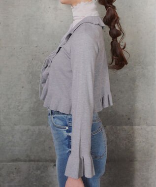 Tiaclasse フリルリボンカーディガン グレー